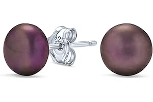 Basic Simple Bead Ball Freshwater Cultured Pearl Stud Earrings For Women For Teen .925 Sterling Silver 7MM More Colors