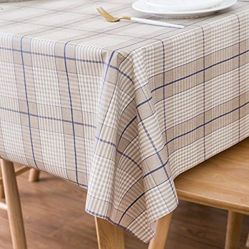 LEEVAN Heavy Weight Vinyl Rectangle Table Cover Wipe Clean PVC Tablecloth Oil-Proof/Waterproof Stain-Resistant/Mildew-Proof (54'' x 108''-140x275 cm, Coffee Plaid)