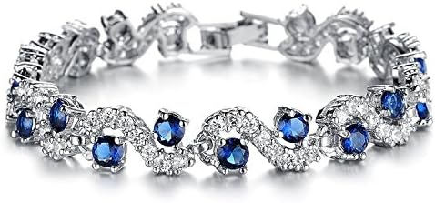 YWJ Women Tennis Bracelet Platinum Plated Cubic Zirconia Crystal Bangle for Wedding Bridal Jewelry