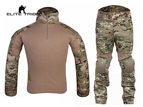 Men Military Army Tactical Series Airsoft Paintball Hunting Swat Uniform Combat Gen2 Multicam Shirt & Pants & Knee Pads (S)