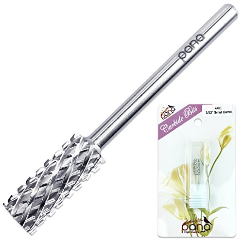 Pana 3/32" Safety Nail Carbide Bit - Silver Small Barrel Head (Grit: 4 Extra Coarse - XXXXC) for Electric Dremel Drill Machine