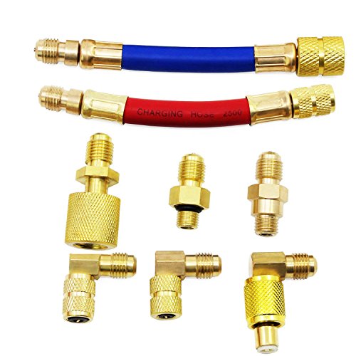 Buy Car AC Air Conditioner Refrigeration R134A R12 Converting Adapter Hose Set Kits, Multi