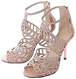 Littleboutique Crystal Studs High Heel Sandals Peep Toe Strappy Sandals Party Pumps Evening Dress Shoe