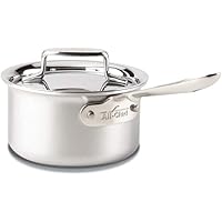 All-Clad BD55201.5 D5 Brushed 18/10 Stainless Steel 5-Ply Bonded Dishwasher Safe Sauce Pan Cookware, 1.5-Quart, Silver