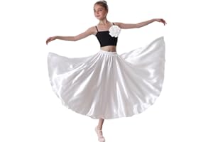 SANCAN Girls' Elastic Waist Dance Skirt for Ballet, Flamenco & Performance