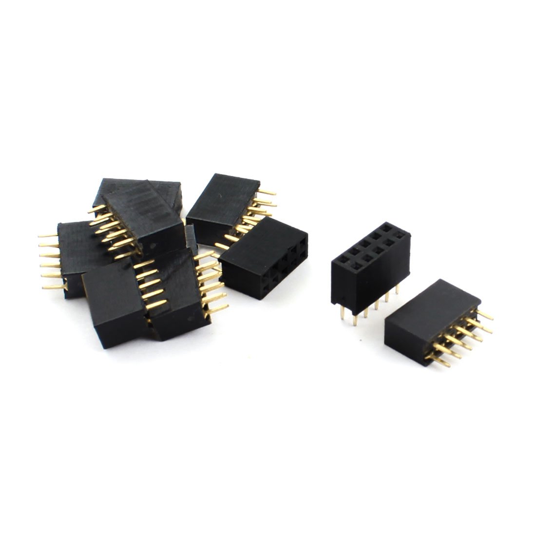 sourcing map 10Pcs Double Rows 2x5 10Pin Female DIP Straight Pin Header Socket