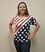 Little Hand Women's American Flag Striped Short Sleeve Loose Blouse T-Shirt 4th of July USA Flag Tops