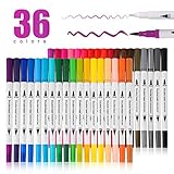 Penne Colorate,Bedee Pennarelli Brush Pen 36, Lettering Pennarelli Doppia Punta,