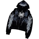 gsosougg Y2K Pattern Hoodie Zipper Sweatshirt Retro Street Hoodie Jacket Hip Hop Couple Printed Hoodie Sweatshirt