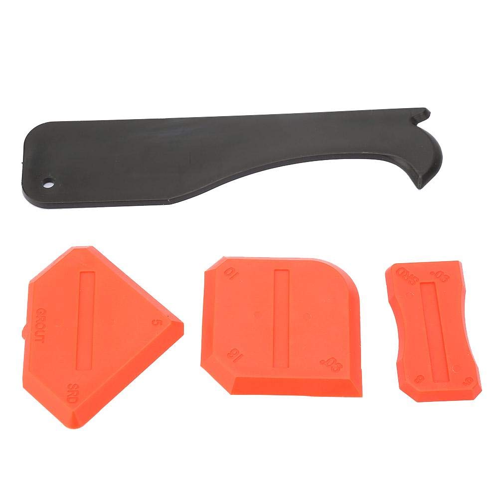 Silicone Removal Scraper Silicone Sealant Remover, 4PCS Caulk Tools Kit Glass Cement Caulking Shovel (Red)