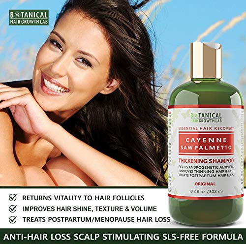Botanical Hair Growth Lab Cayenne - Saw Palmetto Hair Loss Shampoo DHT Blocker For Hair Thinning Prevention Alopecia Postpartum 10.2 Fl Oz