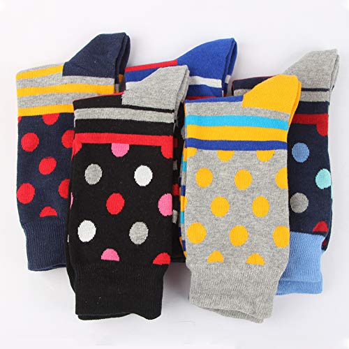 Odor Resistant Men Dress Crew Socks Cute -Funky Colors Novelty Style Pattered (BSK68-M-dark green 5 pairs, US Men Size 8-12/EU 41-46) - Thumbnail 2