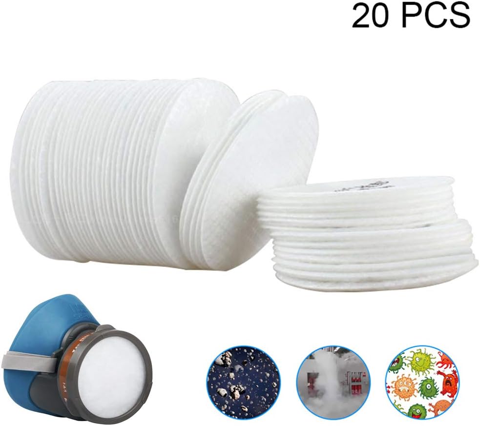Particulate Filter Cotton Filter,Particulate Filter,Mouth Cover Replacement Part,Compatible with 7001/7702/744 Series Filter Retainer,Replacement Fitting Respirator Paint Spraying Dust Gas(20 Pcs)
