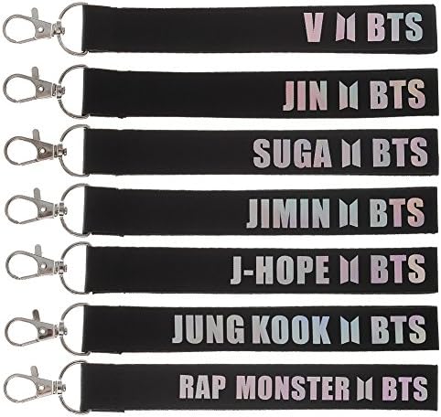 YEeyuTrwd BTS Wristlet Keychain Hand Wrist Lanyard with Lobster hook and Keyring for Key Fob, Key, ID Badge Holder, USB, Purse