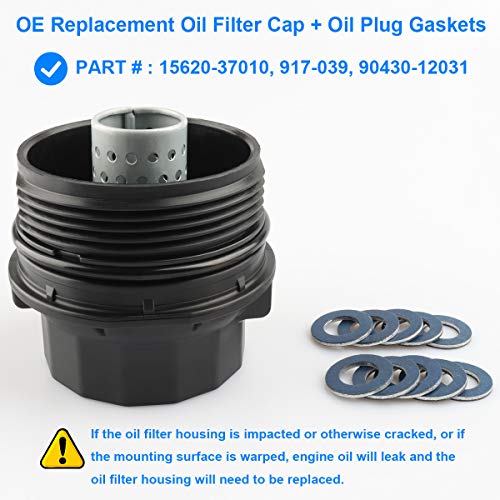 Oil Filter Housing Cap Assembly with 10pcs Oil Drain Plug Gaskets