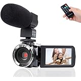 Camcorder Camera,Kimire HD 1080P Camera With Microphone Remote Control Infrared Night Vision 3.0 Inch 270 Degree Rotation Screen 24 MP Megapixels 16XPowerful Digital Zoom Video Recorder(3051STR-Black)