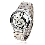 Fullkang Mens Fashion Watches Note Music Notation Metal Quartz Wristwatch