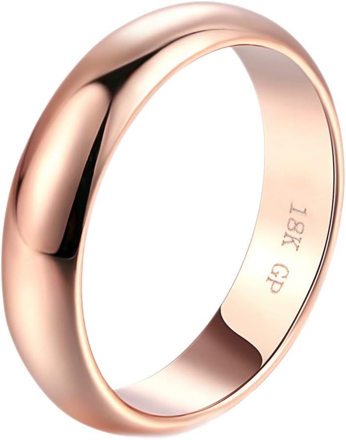 Purmy Women Ring Rose Gold Plated Simple Style Couple Ring