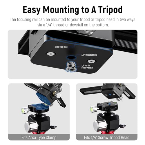 NEEWER 4-Way Macro Focusing Rail with Quick Release Plate for Arca Type, 1/4 Inch Thread for Macro Photography & Close-up Photography, Compatible with Canon Nikon Fujifilm Sony DSLR Mirrorless Camera