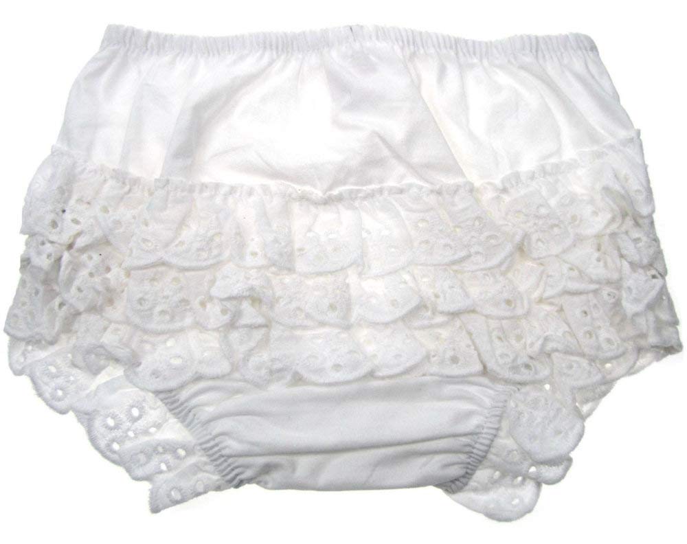 Tillfield Soft Touch Baby Girls Broderie Anglaise Frilly Pants/Knickers/Nappy Covers (0 to 18 Months) (6-12 Months) White