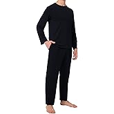 BAMBOO COOL Mens Pajama Set Bamboo Viscose Soft Pijamas Sets for Men Long Sleeve Full Length Pants Pjs Sleepwear with Pockets