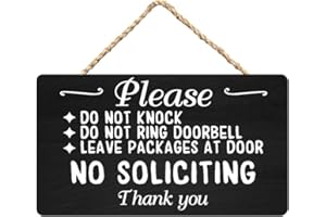 Licpact No Soliciting Sign - Do Not Knock or Ring Doorbell - Wood Sign - 6x12 inch - Rustic - A002