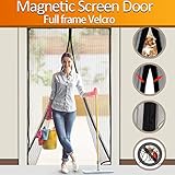 BESTOPE Magnetic Screen Door Heavy Duty Magic Mesh Curtain Screen and Full Frame Velcro Keep Bugs Out Let Fresh Air In, Top-to-Bottom Seal No Mosquitos - Fits Door Up To 34