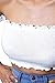 Women's Sexy Off Shoulder Ruffle Crop Top Short Sleeve Ribbed Bustier Bandeaux S White
