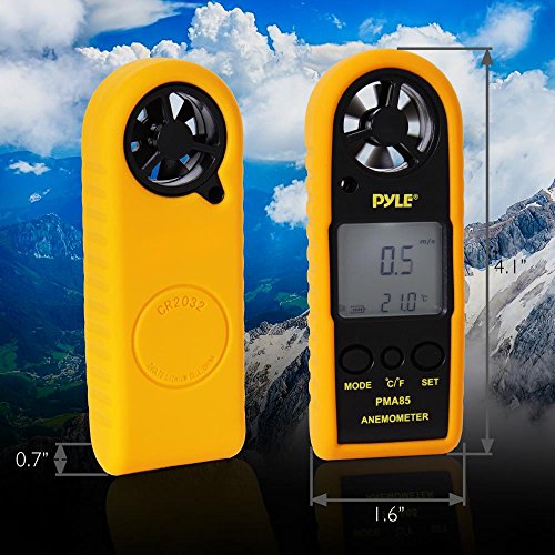 Pyle Portable Digital Anemometer Handheld, & Thermometer, Handheld Meter, Wind Speed, Wind Chill, Air Temperature, Air Velocity Gauge, Wind Weather Meter with Backlight, Battery Included (PMA85)