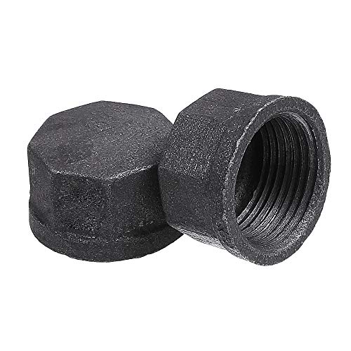 10 Pack 3/4 inch Malleable Cast Iron Pipe Cap, GOOVI DIY Retro