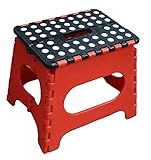 Jeronic Super Strong Folding Step Stool for Adults and Kids, Red Kitchen Stepping, Garden Step Stool, Holds up to 300 lbs.