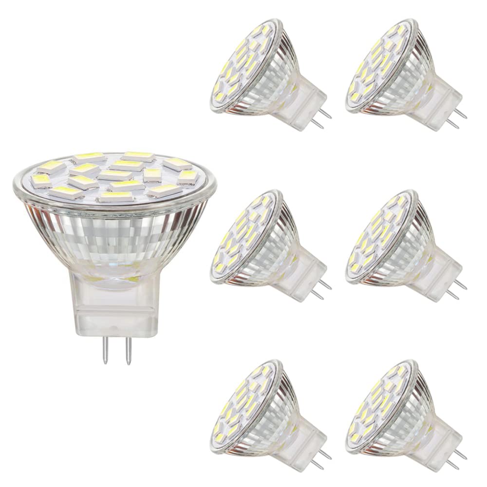 MR11 GU4 3.5W LED Light Bulbs, Equivalent to 25-35W Halogen Lamps, 12V,350LM, Non-dimmable,120°Flood Beam, Recessed Lighting, Track Lighting,Cool White,6000K,6pcs