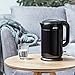 Aicok Electric Kettle Double Wall Cool Touch, Stainless Steel Interior (Non-Plastic Touch Water) 1.7 Liter Auto Shut Off 1500W, Bright Black