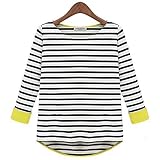 Women's Striped Slim Long Sleeve Casual Career V-neck Tops Blouse T-shirt
