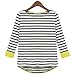 Women's Striped Slim Long Sleeve Casual Career V-neck Tops Blouse T-shirt