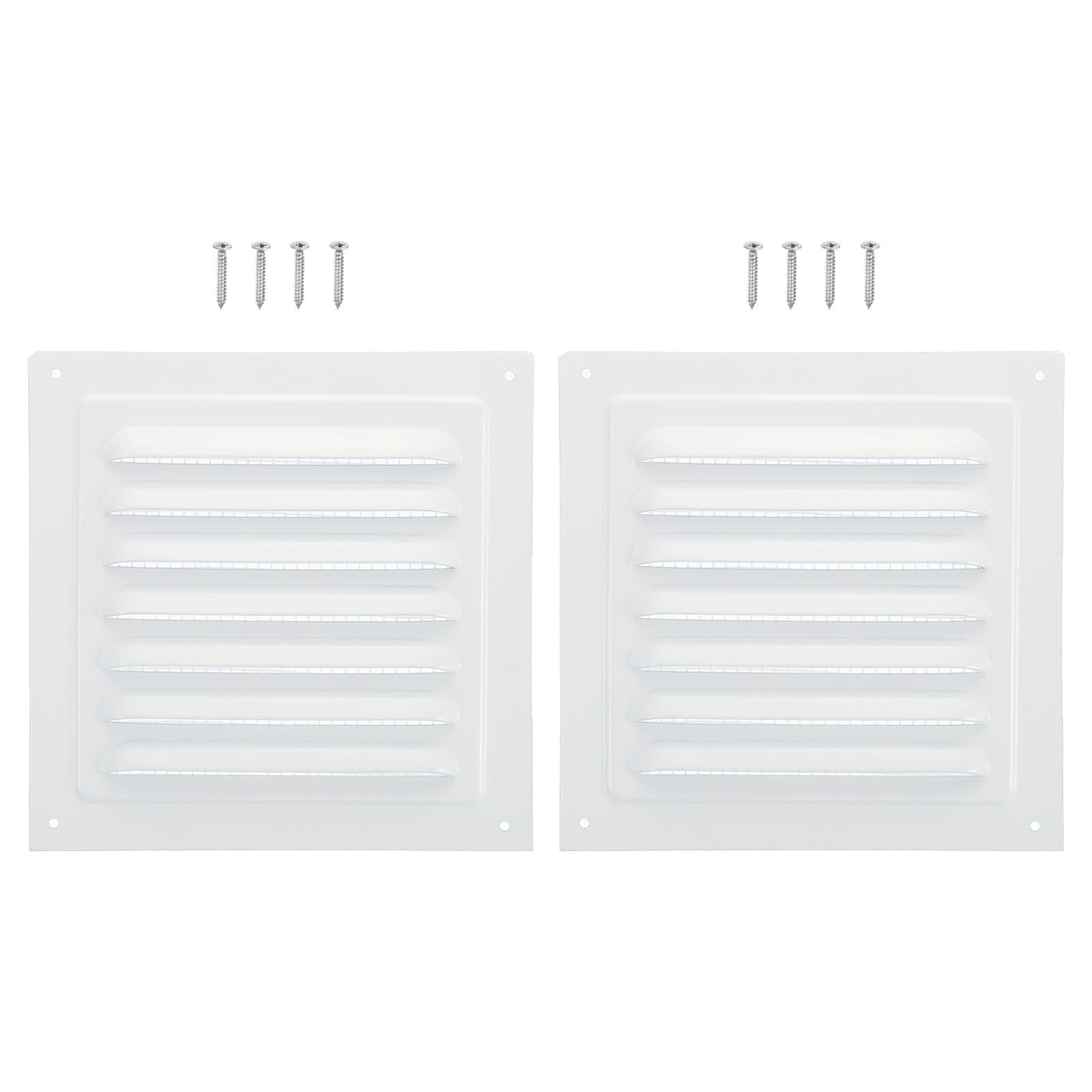 PATIKIL 6"x6" Aluminum Gable Vent, 2 Pack Exterior Wall Outlet Vent Cover HVAC Air Grille Louvered Screen Mesh for Kitchen Bathroom Ventilation