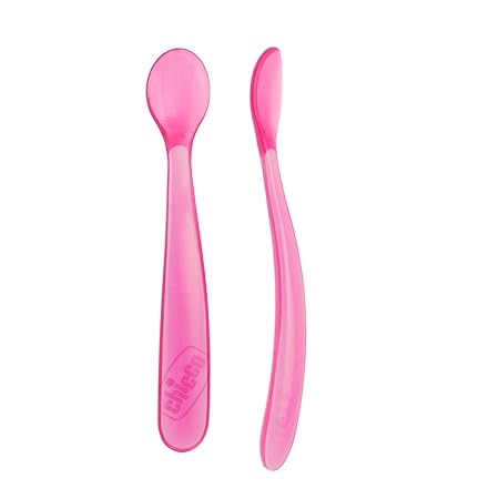 Chicco Soft Silicon Spoon - Girl (Pink) (Pack of 2)