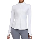 Cighay Women's Athletic Full Zip Lightweight Workout Jacket With Pockets Running Slim Fit Yoga Sportwear With Thumb Holes