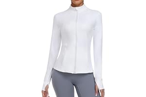 Cighay Women's Athletic Jacket Zip Up Workout Jacket With Pockets Running Hoodless Yoga Jacket Slim Fit With Thumb Holes