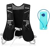 Running Hydration Vest with 68 OZ(2L) Water Bag, Waterproof Phone Pocket, Lightweight Hydration Pack, Adjustable No-Bounce Straps for Trail Running, Marathon, Cycling