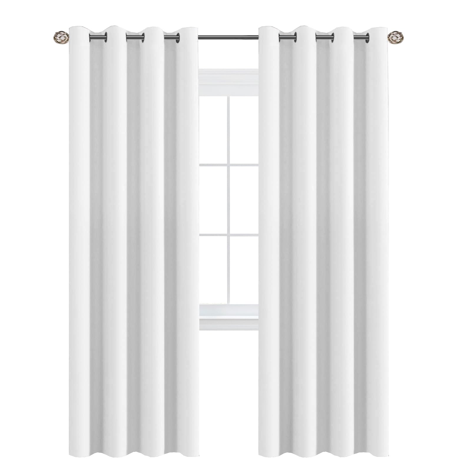 Photo 1 of H.VERSAILTEX White Curtains for Bedroom Pure White Curtain 96 inches Long for Christmas Thermal Insulated Window Treatment Panel/Drape for Living Room, White, One Panel, Grommet Top, 52" W x 96" L