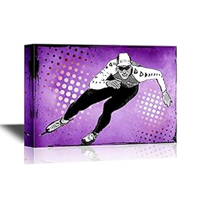 Skiing Canvas Wall Art - Pop Art Style Skater - Gallery Wrap Modern Home Art | Ready to Hang - 12x18 inches