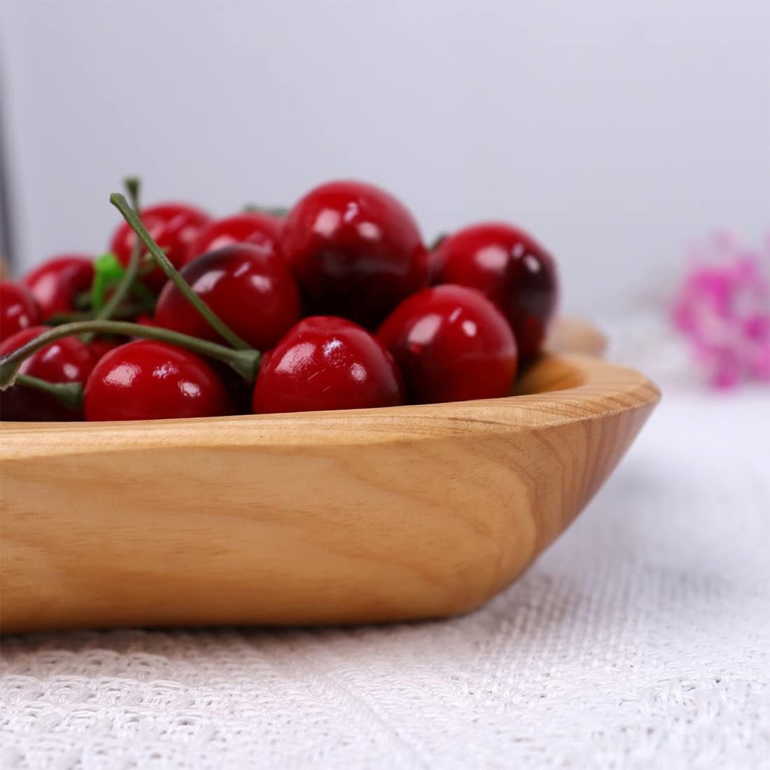  | Natural Root Wood Dish, Unique Handmade Wood Serving Tray, 3-Section Wooden Platter for Fruit Snack Bread Appetizer Display (15.1"x7"): Platters