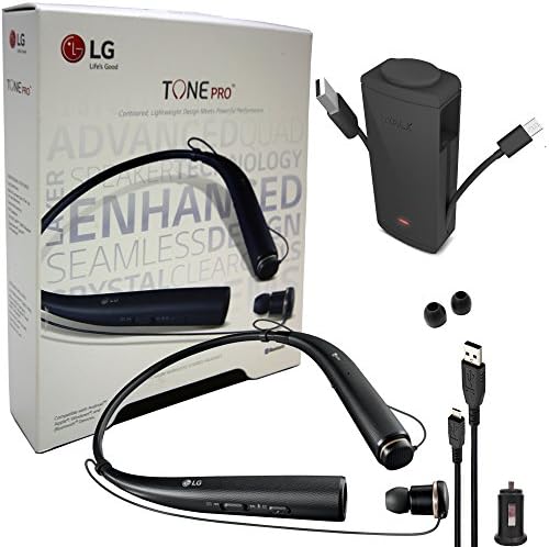 LG Tone 780 Black - Bluetooth Wireless Stereo Headset with Car Charger, Ear Gels, iWalk 2100mAh Battery Pack (Certified Refurbished)