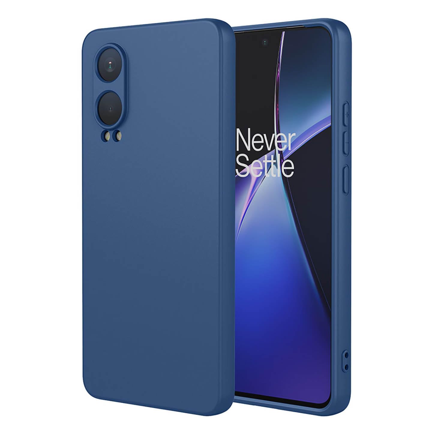 ILING Case for OnePlus Nord CE 4 Lite 5G, Simple Solid Color Back Soft Liquid Silicone Frosted TPU Bumper Shockproof Protective Ultra-thin Phone Case Cover (Blue)