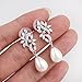 Wordless Love Marquise Cubic Zirconia Brides Weddings Dangle Drops Earrings Pearl