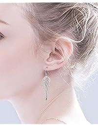 Renaissance Jewelry - Pendientes colgantes de plata de ley con diseño de alas de ángel para orejas sensibles
