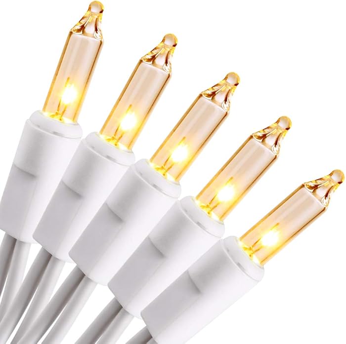 Brizled Christmas Lights, 300 Count 69.6ft Incandescent Mini Christmas Lights, Connectable 120V UL Certified Clear Christmas Tree Lights for Xmas, Wedding, Bedroom, Porch Decor, White Wire, Warm White