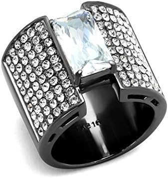 1.75 ct Radiant Ring Designer Fashion 19mm Wide Stainless Steel Black Finish
