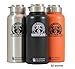 32 oz Insulated Stainless Steel Water Bottle and Beer Growler w/ Steel Lid & Handle - NO PLASTIC - COLD up to 3 DAYS - HOT 24 hrs (Black)